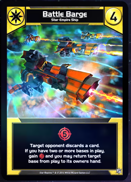 Battle Barge card. Allows you to return a base in play back into your hand