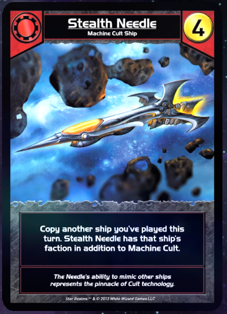 Stealth Needle card. Allows you to copy another card that you've played this turn